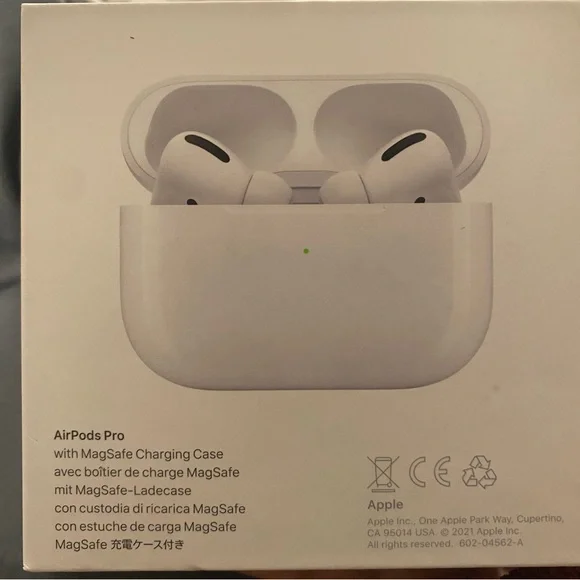 AirPod Pros, MagSafe Charging Case With Cleaning tool included.